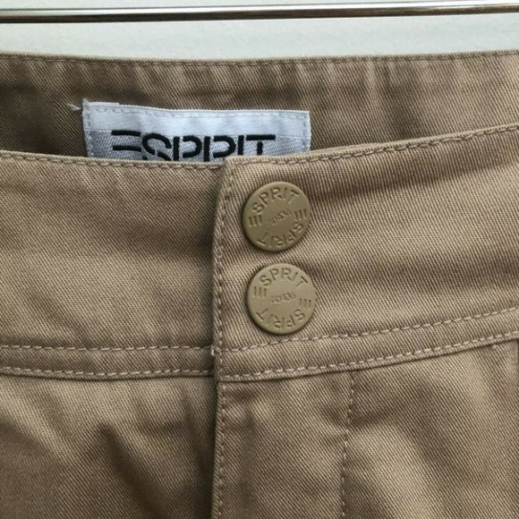 Esprit 90s Womens Flare Leg Slit Hem Pants  Low Cut Tan Size 6 - Picture 4 of 9
